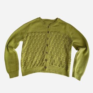 Green Women’s Knit Cardigan Long Sleeve Semi Sheer Button Front One Size